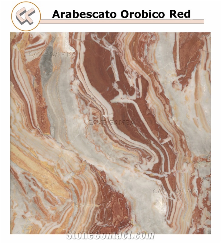 Arabescato Orobico Red Rosso Marble Slabs & Tiles