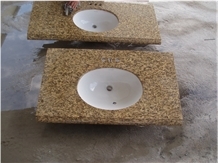 China Tiger Skin Yellow Granite Bathroom Countertops,Polished Surface Vanity Tops