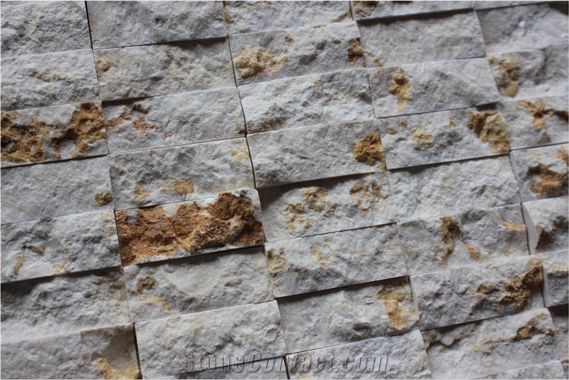 China Giallo Atantide Mosaic Manufacture Stone Mosaics Rectangle Matt/Rough White /Yellow A020hi-20-50
