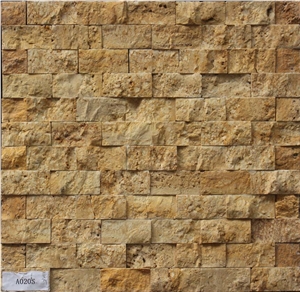 China Yellow Marble Mosaics Manufacture Stone Mosaics Rectangle Yellow A020s
