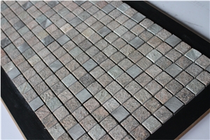 Natural Marble Mixed Glass Mosaic Manufacture China Stone Mixed Aluminum Alloy 23x23mm Square Multicolor Hy-25