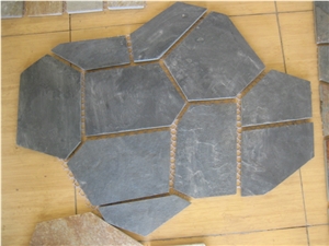 Black Slate Flagstone & Pavers, China Black Slate Paving Stone