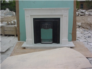 China Carved White Marble Fireplace Mantel, Fireplace Surround