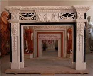 China Pure Handmade Marble Fireplace Surround, White Marble Fireplace Surround