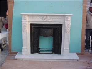 China White Marble Fireplace Mantel, European Style Fireplace