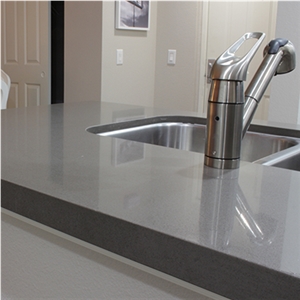 China White Engineered Quartz Stone Kitchen Countertop, Custom Vanity Top