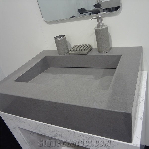 China White Engineered Quartz Stone Kitchen Countertop, Custom Vanity Top