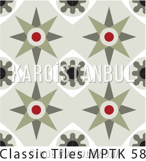 Encaustic Cement Tile, Green Terrazzo and Quartz Stone Tiles Turkey
