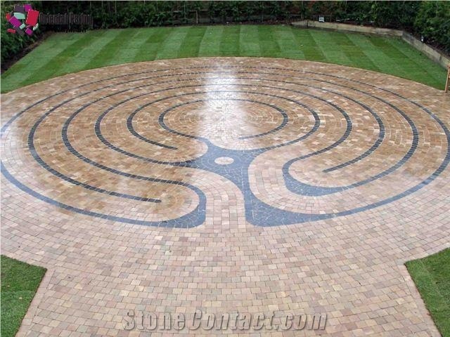 China Multicolor Sandstone Mosaic Tiles, Paving Stone Tiles, Sandstone Slabs, Natural Landscaping Stone