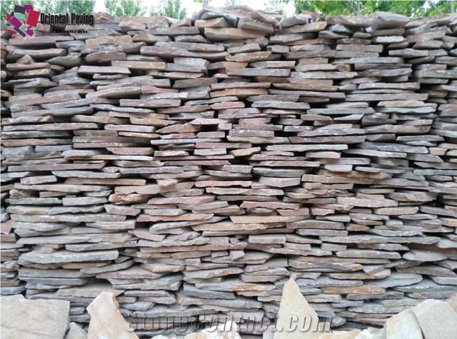 China Rust Slate Crazy Paving,Slate Net Paste,Slate Paving on Mesh,Random Flag Stone, Rusty Slate Flagstone