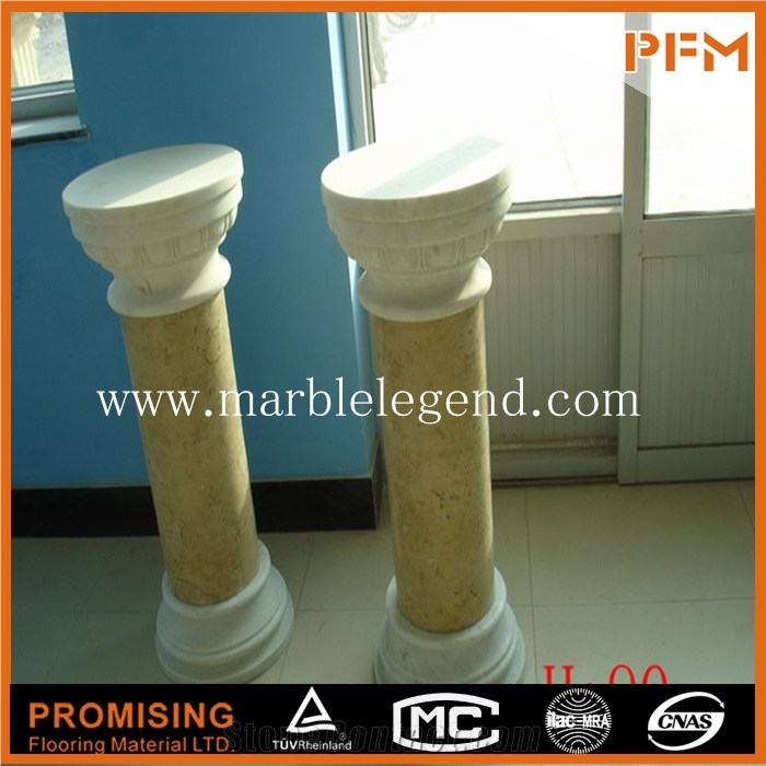 Beige Marble Column, Solid Stone Column,Factory Direct Marble Curved Columns