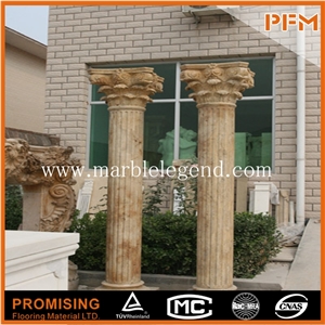 Beige Marble Column, Solid Stone Column,Factory Direct Marble Curved Columns