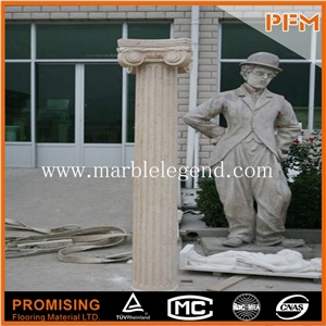 Beige Marble Roma Pillar Stone Column, Indoor Decorative Columns