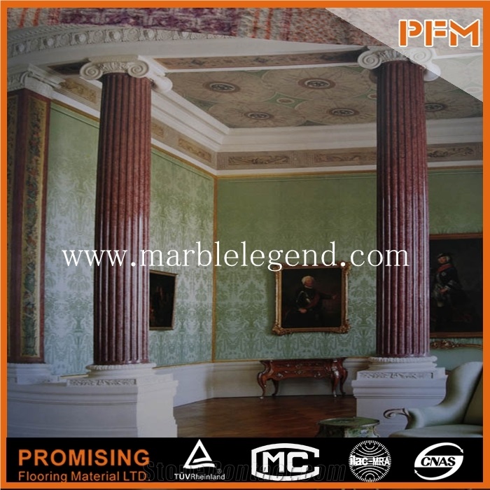 Beige Marble Stone Pillars for Porches,Roman Pillar Cap Rounded Column Marble Pillar,Beige Marble Indoor Decorative Columns
