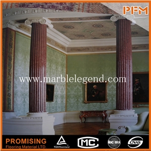 Beige Marble Stone Pillars for Porches,Roman Pillar Cap Rounded Column Marble Pillar,Beige Marble Indoor Decorative Columns