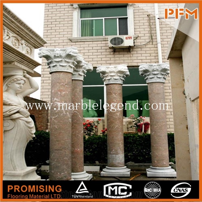 Browm Marble Various Garden Stone Columns/Beautiful Decorative Stone Columns,Natural Stone Column Marble Pillars Marble Hollow Columns