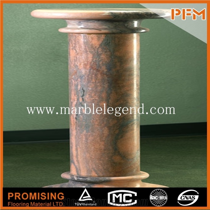 Brown Marble Hollowed Round Column,Decorative Marble Pillar
