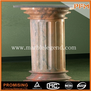 Brown Marble Hollowed Round Column,Decorative Marble Pillar