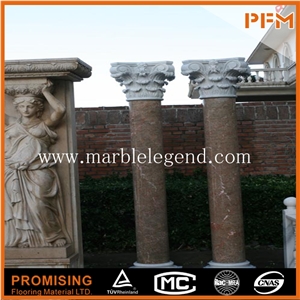 Brown Marble Items Railing Pillars Columns, Pillar Carving