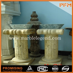 Brown Marble Pedestals & Columns,Decorative Roman Style Hand Carved Marble Wedding Pillars Columns for Sale