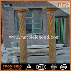 Brown Marble Round Hollow Column for Sale,Low Cost High Quality Architecture Of Carved Marble Column