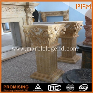 China Beige Marble Dragon Pillar/Roman Column,Hotel Marble Antique Stone Columns
