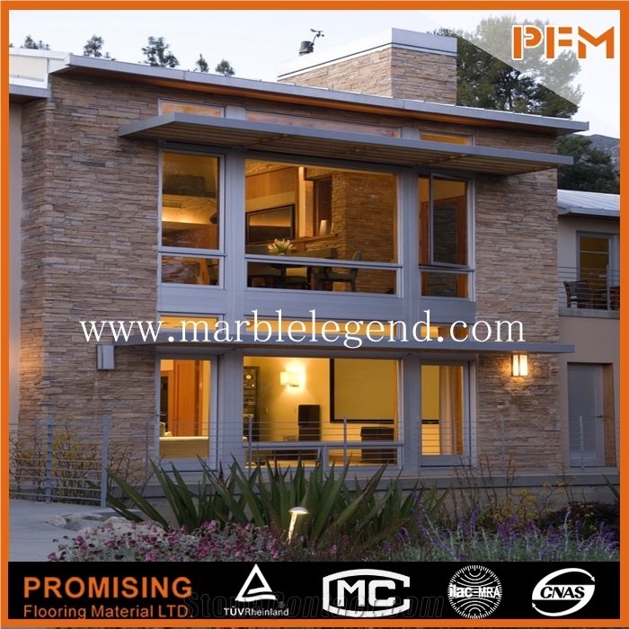 China Beige Slate Ventilated Facade Tile,Brick Wall Facade,House Facade
