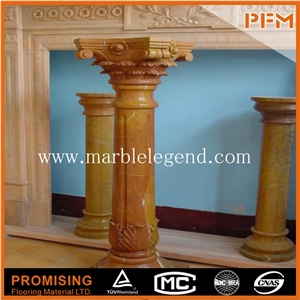 China Marble Building Column,Hot Sale Natural Delicate Carved Yellow Marble Columns for Sale