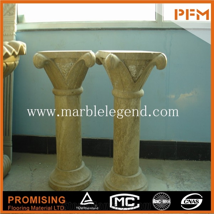 China Marble Building Column,Hot Sale Natural Delicate Carved Yellow Marble Columns for Sale