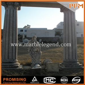Chinese Hot Sales Natural Grey Marble Round Column,Hand Carved Marble Columns for Sale