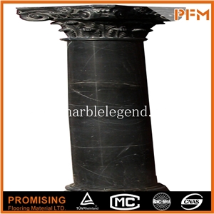 Hot Sale Black Marble Greek Columns,Natural Stone Column