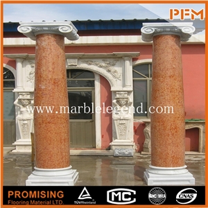 Natural Decorative Stone Roman Columns, Red Marble Pillars and Columns for Interior