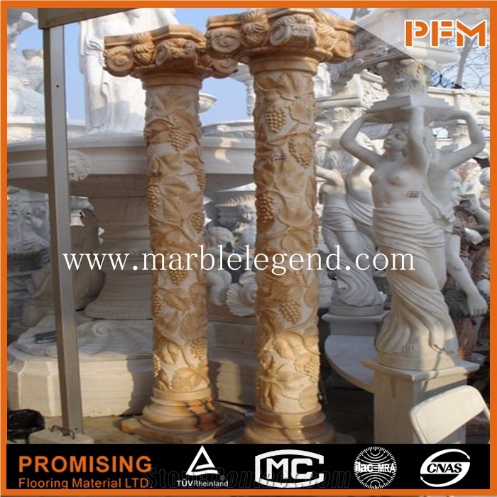 Natural Decorative Stone Roman Columns, Red Marble Pillars and Columns for Interior