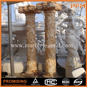 Natural Decorative Stone Roman Columns, Red Marble Pillars and Columns for Interior
