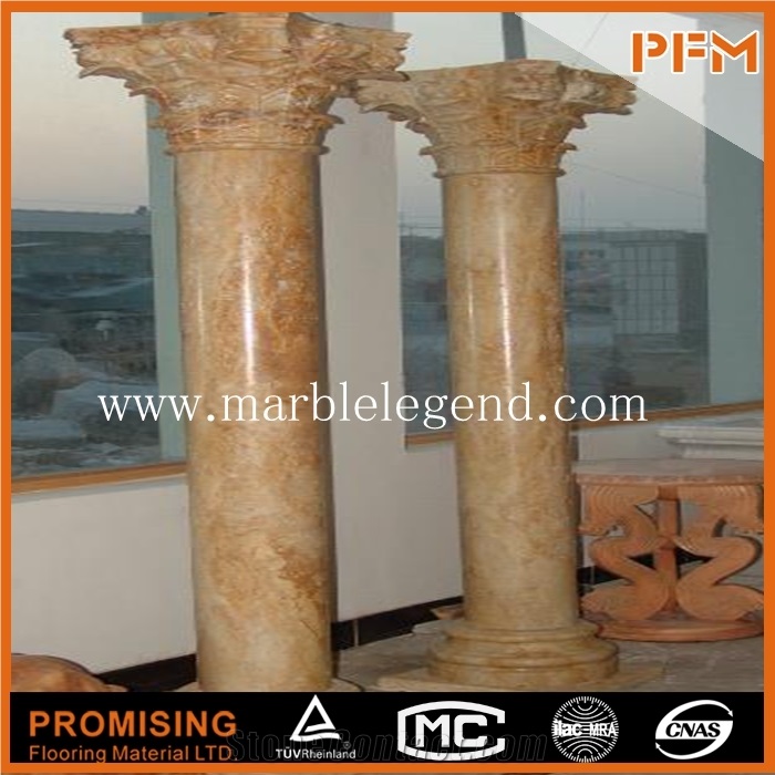 Natural Decorative Stone Roman Columns, Red Marble Pillars and Columns for Interior