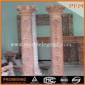 Natural Stone Beige Marble Column,Marble Burnishing Pillar Column Manufactured by Factory