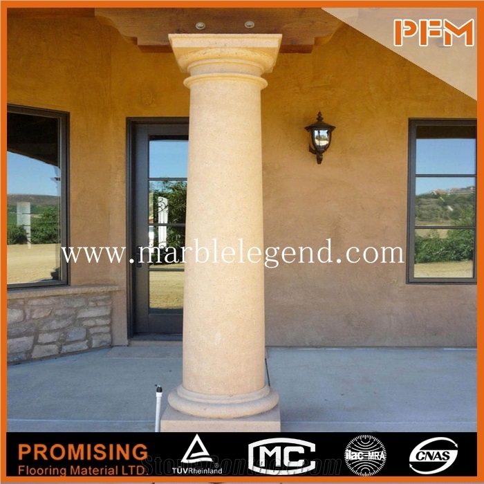 Natural Stone Beige Marble Column,Marble Burnishing Pillar Column Manufactured by Factory