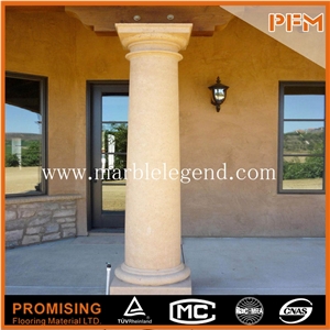 Natural Stone Beige Marble Column,Marble Burnishing Pillar Column Manufactured by Factory