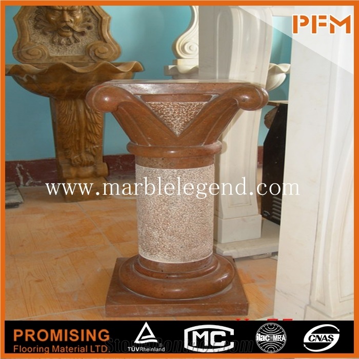 Pink Marble Carved Decorative Column, Marble Column,Polished Hollow Marble Column