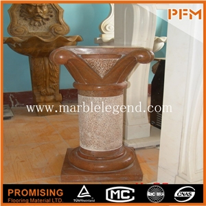 Pink Marble Carved Decorative Column, Marble Column,Polished Hollow Marble Column