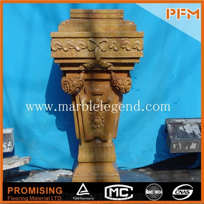 Red Marble Hand Carved Roman Column, New Fashoin Low Price Column for Decoration