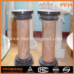 Red Marble Hand Carved Roman Column, New Fashoin Low Price Column for Decoration