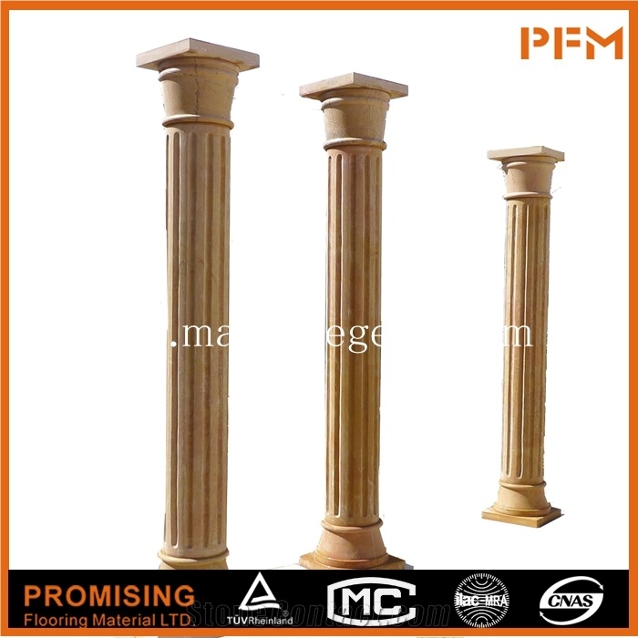 Solid Beige Marble Column for Sale,Marble Pillars Light Beige Stone Wholesale Marble Columns