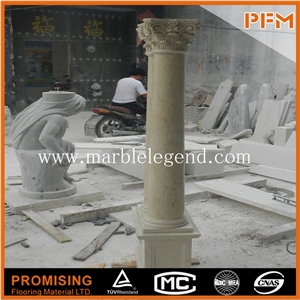 Solid Beige Marble Column for Sale,Marble Pillars Light Beige Stone Wholesale Marble Columns
