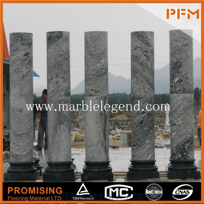 Solid Beige Marble Column for Sale,Marble Pillars Light Beige Stone Wholesale Marble Columns