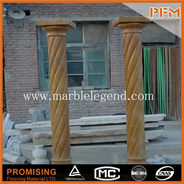Turkey Yellow Marble Indoor Pillars Interior Decorative Columns,Natural Stone Column