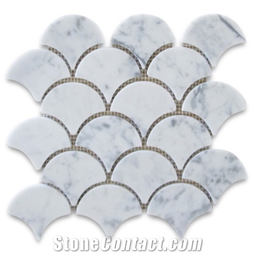 Carrara White Marble Elongated Hexagon Mosaic Pattern Tile Polished Wall Panel,Bathroom Floor Covering