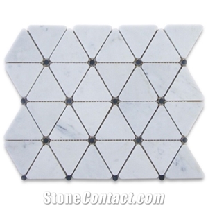 Carrara White Marble Triangle Mosaic Interior Pattern Flooring Tile Polished