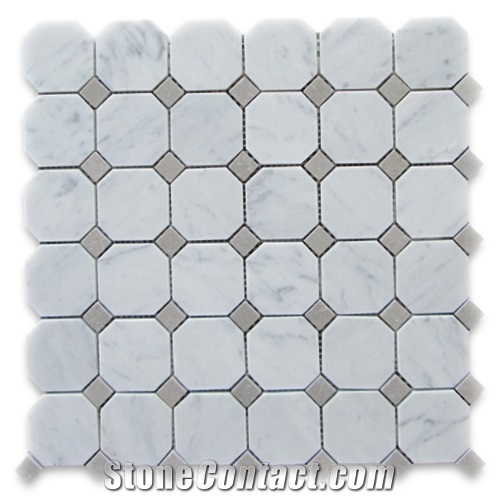 Carrara White Marble Triangle Mosaic Interior Pattern Flooring Tile Polished