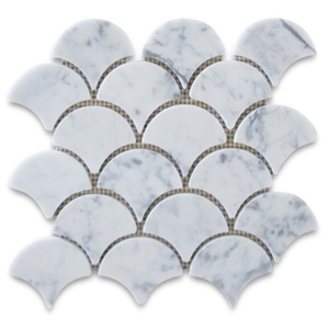 Crema Marfil Marble Basketweave Wall Polished Mosaic Pattern Tiles with White Dot